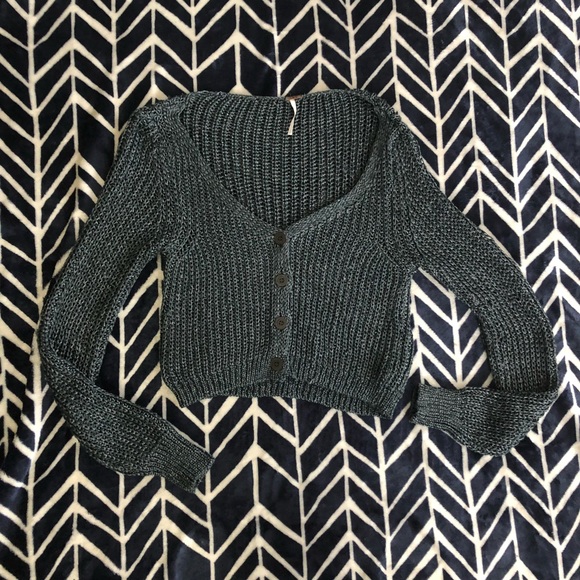 Free People Sweaters - Free People charcoal metallic cropped cardigan